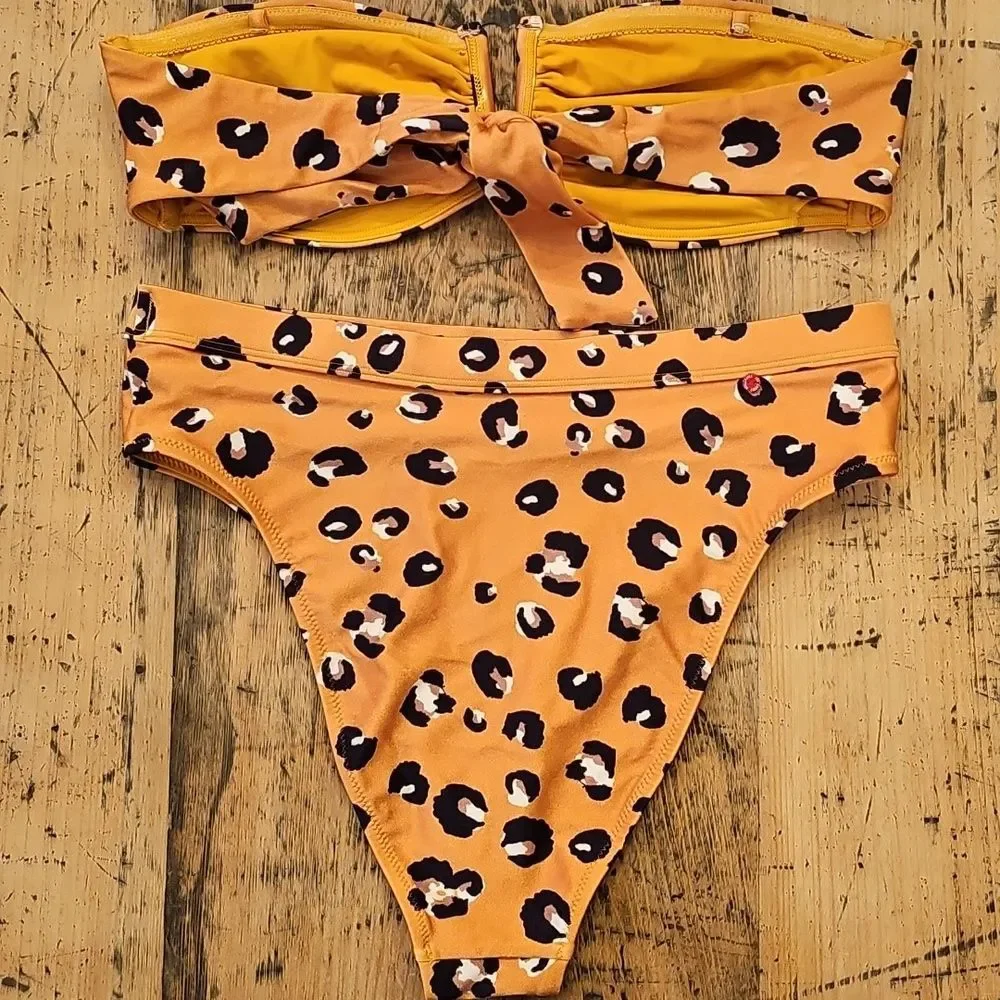 RED CARTER‎ Leopard High-waisted Bikini Set Size Large